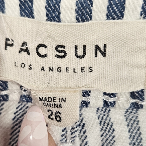 0067 Pacsun Striped Denim Blue White Mini Skirt Festival Cowgirl Y2K Size 26 - Picture 9 of 12